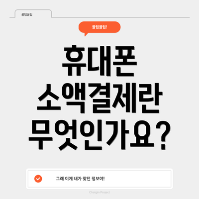휴대폰 소액결제란 무엇인가요?