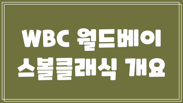 WBC 월드베이스볼클래식 개요
